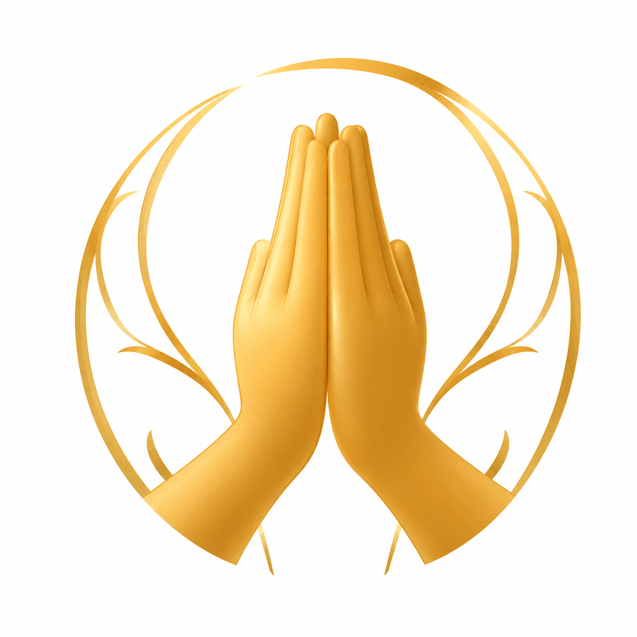 Gold illustration of hands held together in a gesture of care
