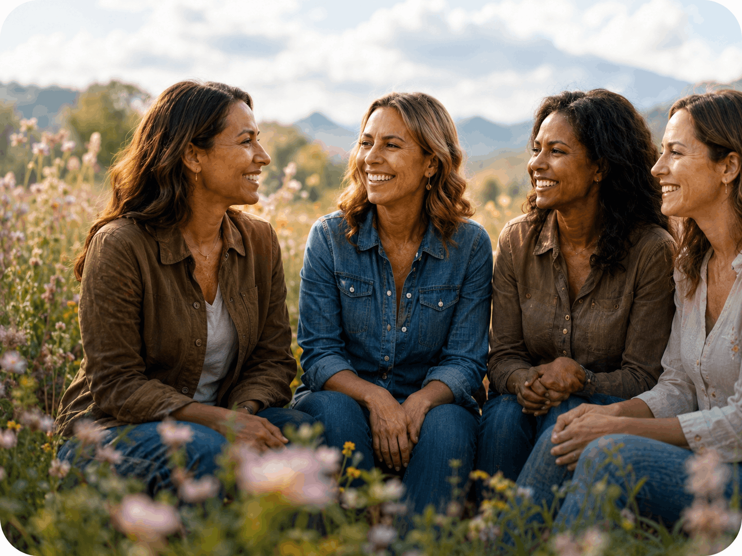 Women talking together outdoors